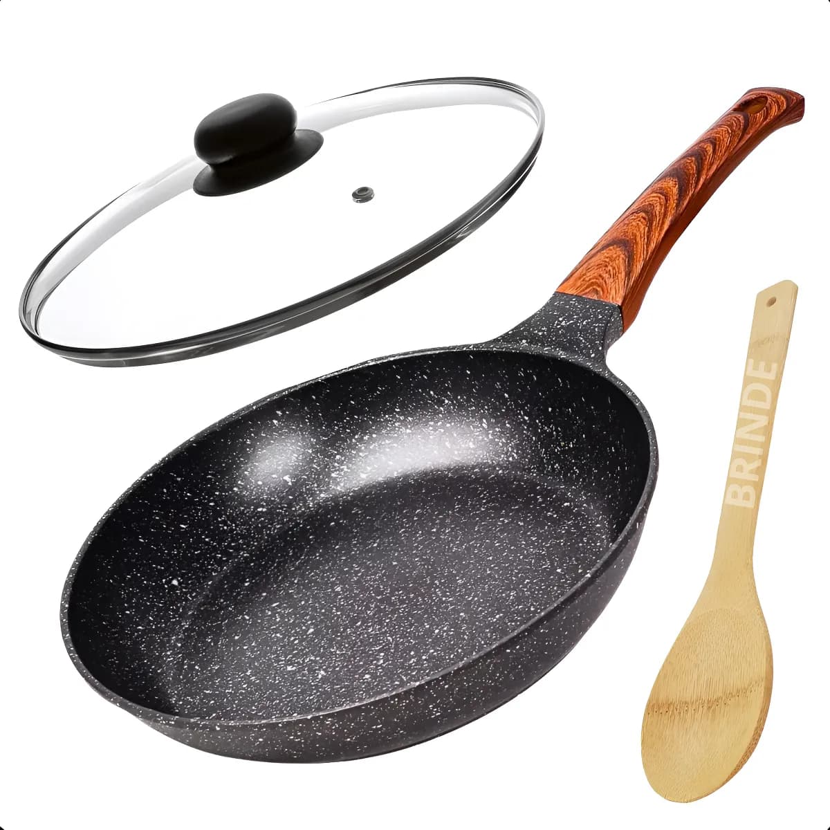 Frigideira Cerâmica Com Tampa Antiaderente Grande Para Fogão A Gás Indução Profissional Moderna Mix