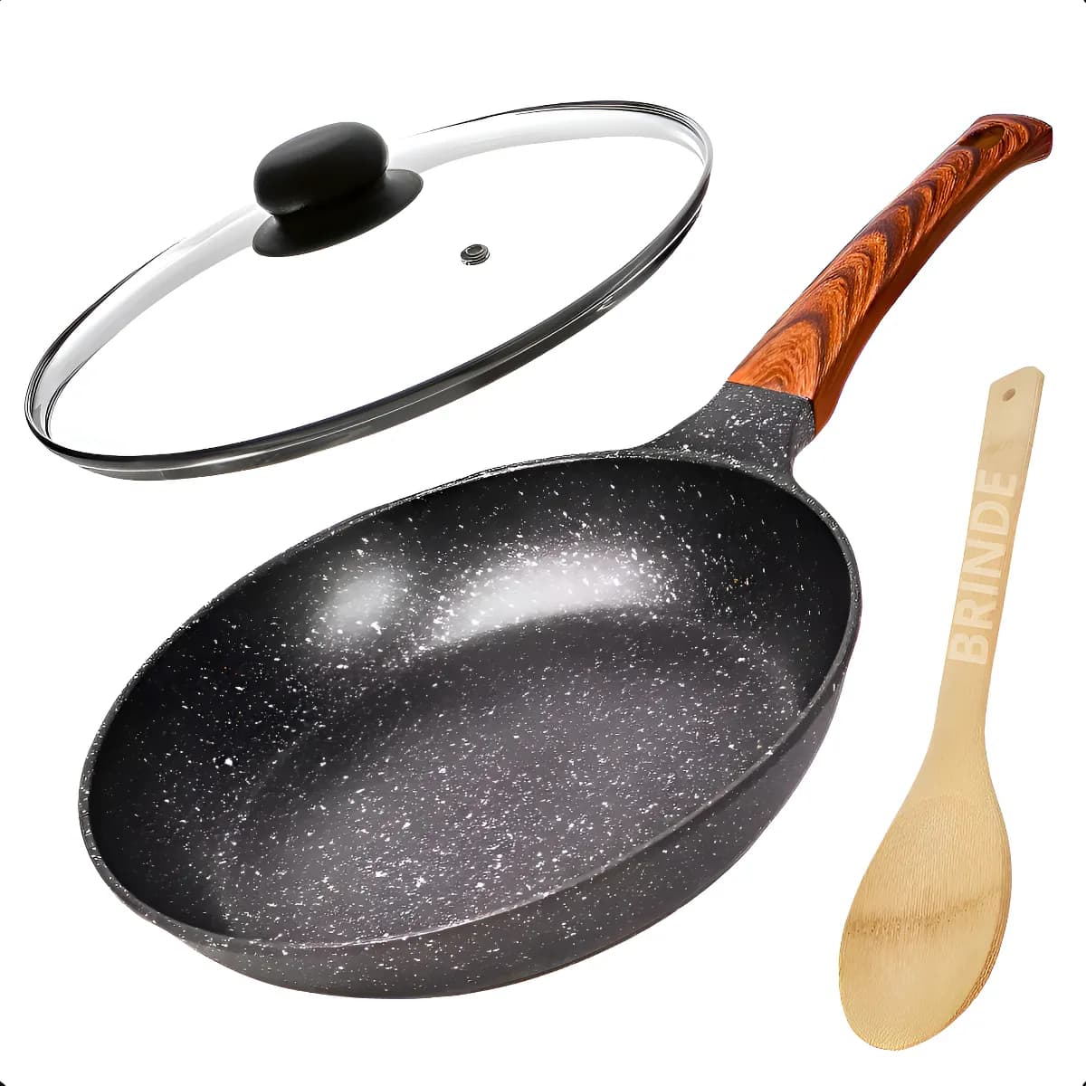 Frigideira Cerâmica Com Tampa Antiaderente Grande Para Fogão A Gás Indução Profissional Moderna Mix